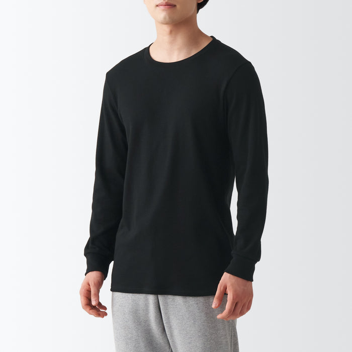 Muji Warm Crew Neck Long Sleeve T-shirts Herren Schwarz | RX3X0L11Z