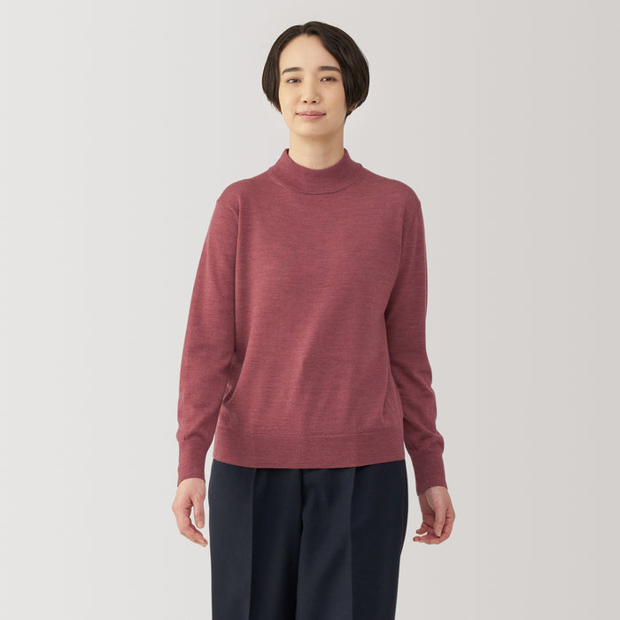 Muji Washable High-Gauge High Neck Pullover Damen Blau | JP0S1P39Y