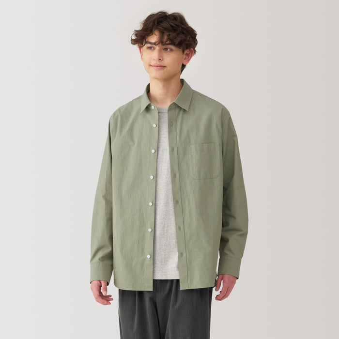 Muji Washed Broadcloth Long Sleeve Hemd Herren Grün | AQ8G1K49Y