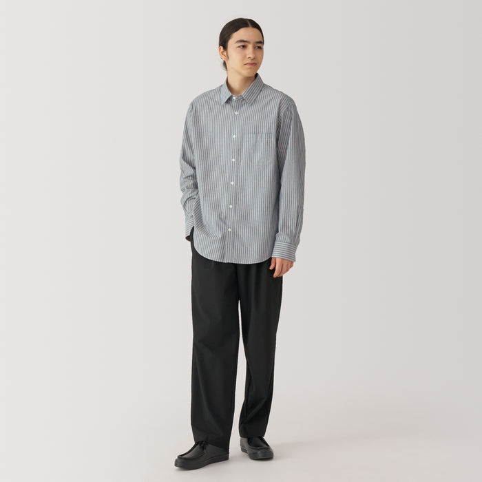 Muji Washed Broadcloth Long Sleeve Patterned Hemd Herren Grau | AM1Y2G85V