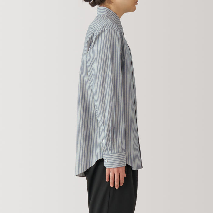 Muji Washed Broadcloth Long Sleeve Patterned Hemd Herren Grau | AM1Y2G85V