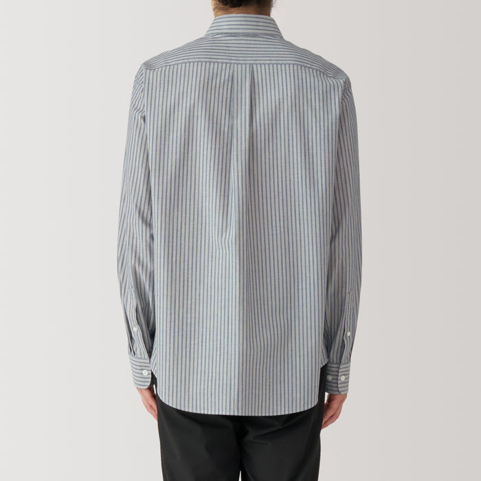 Muji Washed Broadcloth Long Sleeve Patterned Hemd Herren Grau | AM1Y2G85V