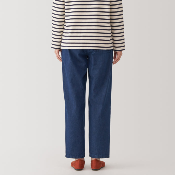 Muji Washed Denim Easy Tapered Hose Damen Navy | KK2C3N50H