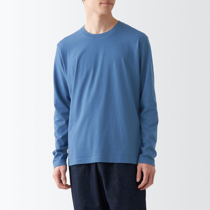 Muji Washed Jersey Long Sleeve T-shirts Herren Blau | IA2S9V61Z