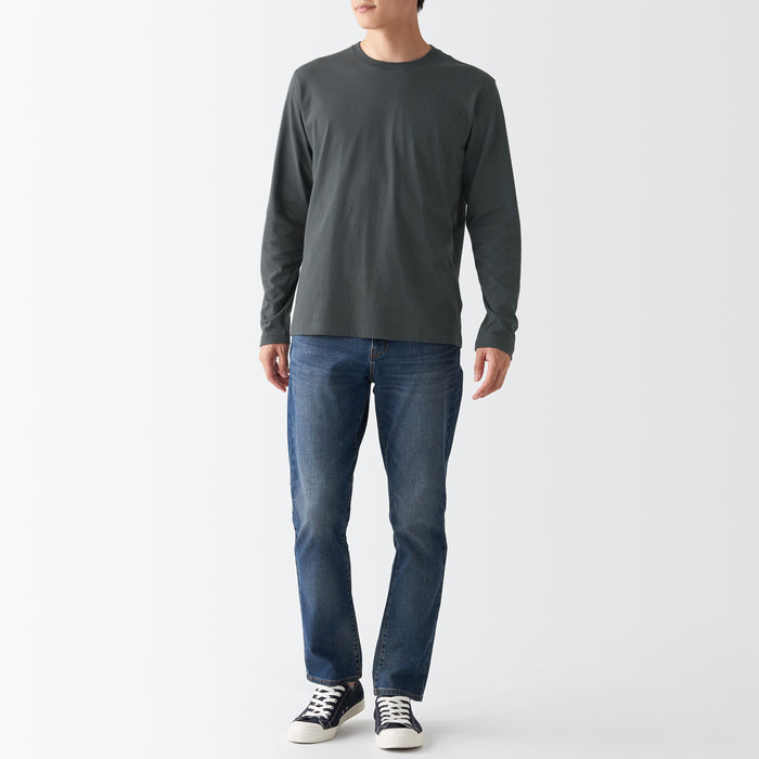 Muji Washed Jersey Long Sleeves Crew Neck T-shirts Herren Grau | XN0Q0V91P