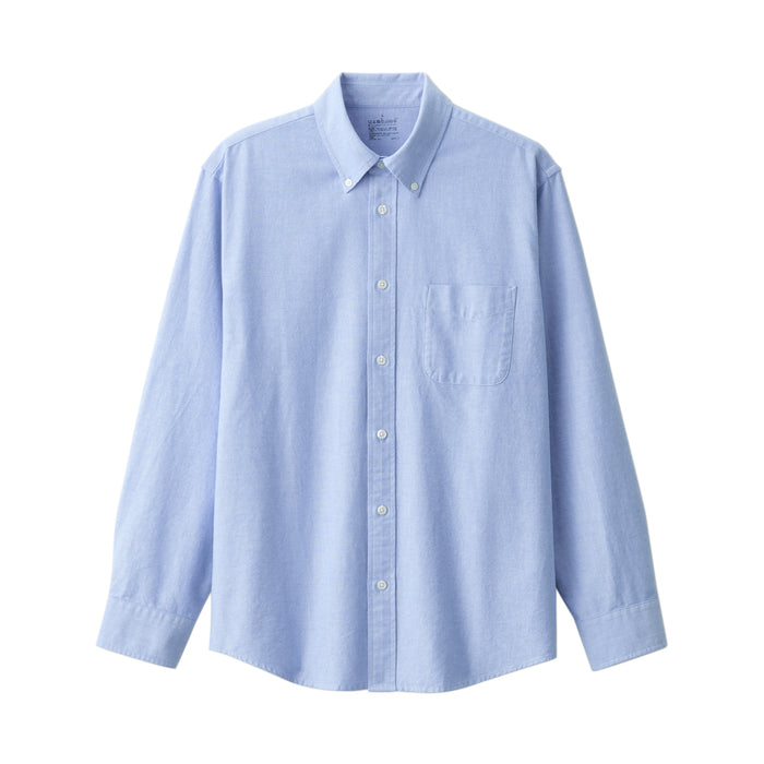 Muji Washed Oxford Button Down Long Sleeve Hemd Herren Blau | TK8B9L58D