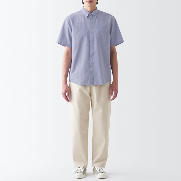Muji Washed Oxford Button Down Short Sleeve Hemd Herren Lila | SU6O1M02O