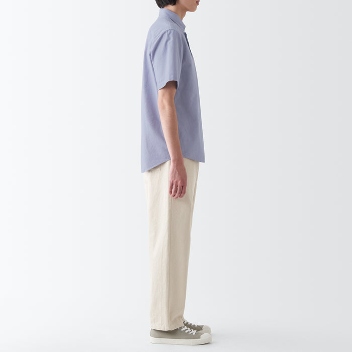 Muji Washed Oxford Button Down Short Sleeve Hemd Herren Lila | SU6O1M02O