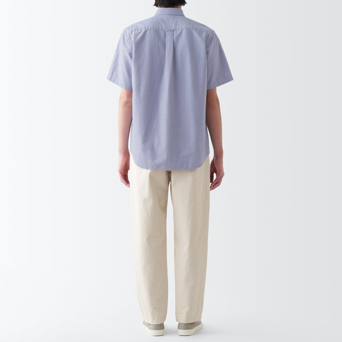 Muji Washed Oxford Button Down Short Sleeve Hemd Herren Lila | SU6O1M02O