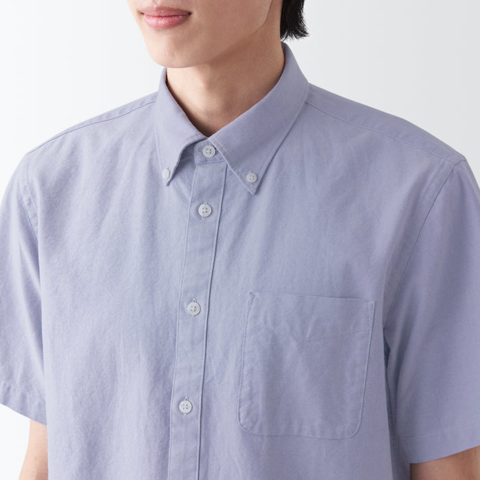 Muji Washed Oxford Button Down Short Sleeve Hemd Herren Lila | SU6O1M02O