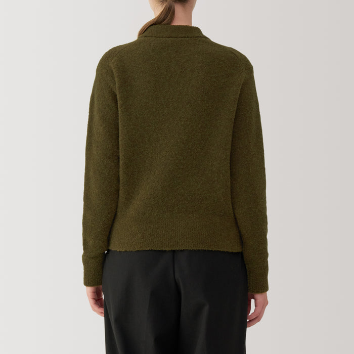 Muji Wool Blend Boucle Polo Pullover Damen Beige | SV7Q5F72F