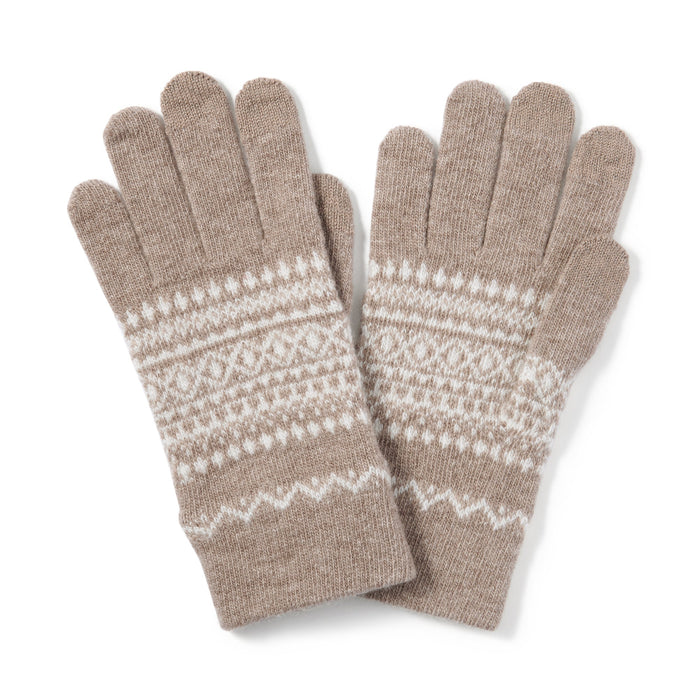 Muji Wool Blend Patterned Touchscreen Handschuhe Herren Beige | DR9X6L85B