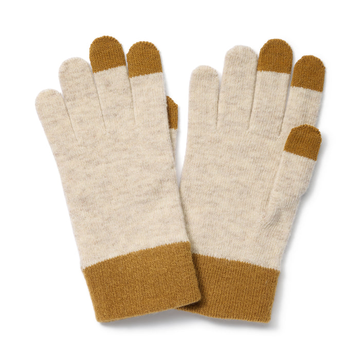 Muji Wool Blend Touchscreen Bicolor Handschuhe Damen Beige | KG6H5U21O