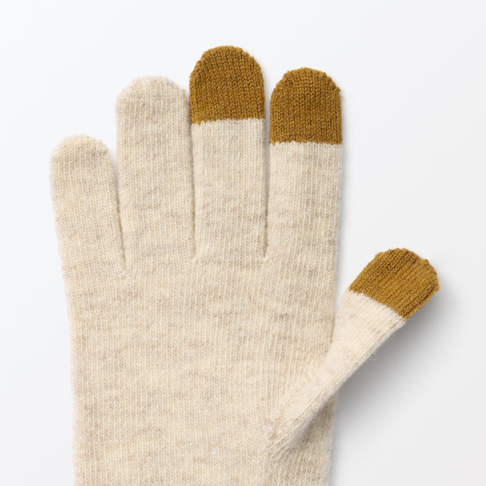 Muji Wool Blend Touchscreen Bicolor Handschuhe Damen Beige | KG6H5U21O