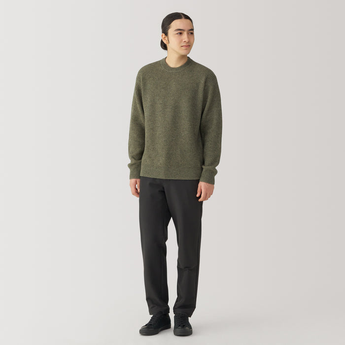 Muji Yak Wool Ribbed Crew Neck Pullover Herren Grün | OQ1T7Q85L